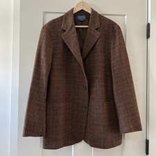 Pendleton Wool Sport Coat Men s Large Plaid Tweed Blazer Brown Jacket Vintage