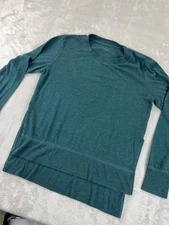 Alo Yoga Shirt Womens Medium Teal Long Sleeve Lightweight Stretch Pullover Top