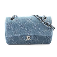 Chanel Denim Coco Mark Flap Shoulder Bag Women Blue One Size