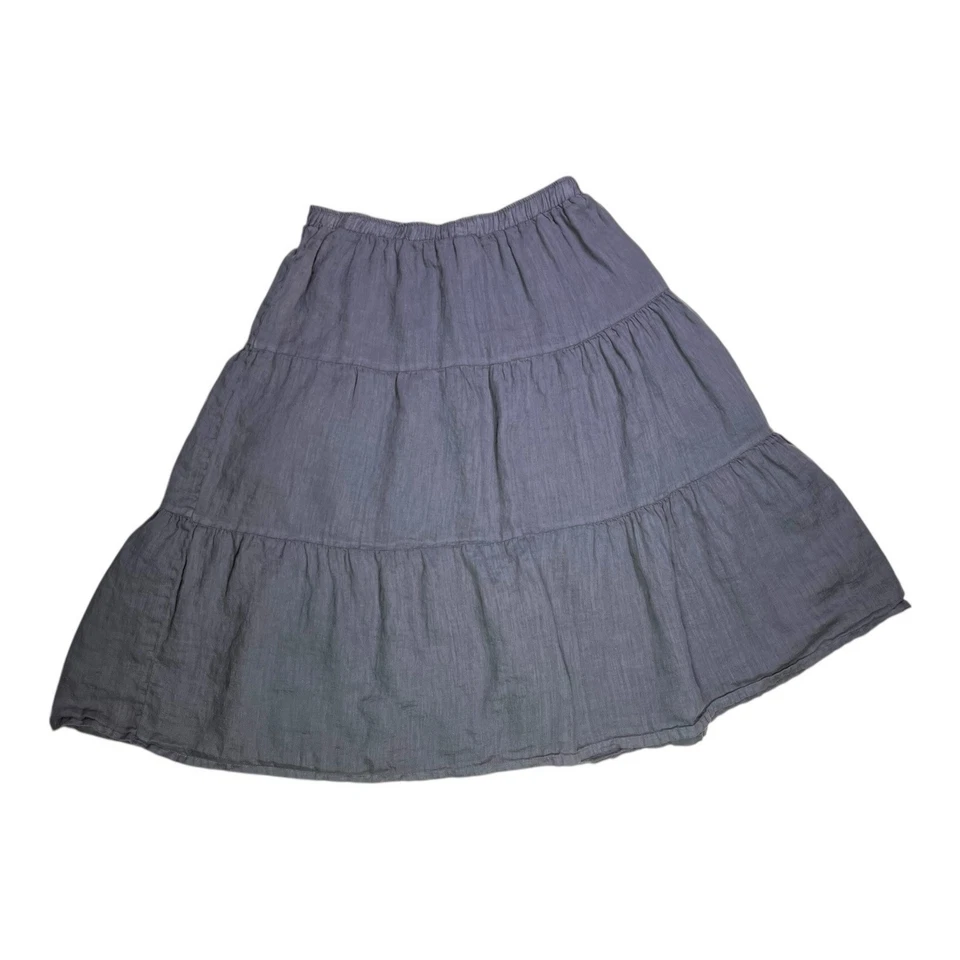 Falda midi Match Point talla XL de lino con volantes sin forro gris Foto 2 de 4