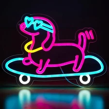 LUNYEE Dachshund Sign 24”x18” Dog Neon Sign Dimmable LED Anime Neon Signs
