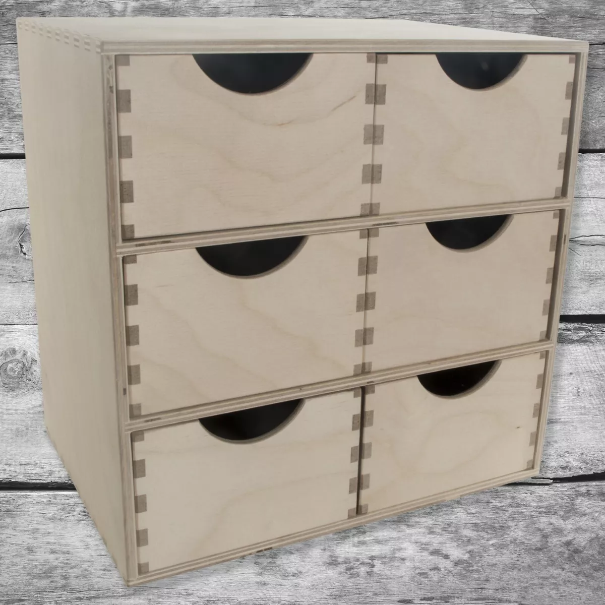 Small Wooden Storage Box Unit Office Desktop Organiser 6 Drawers 28x20x28cm