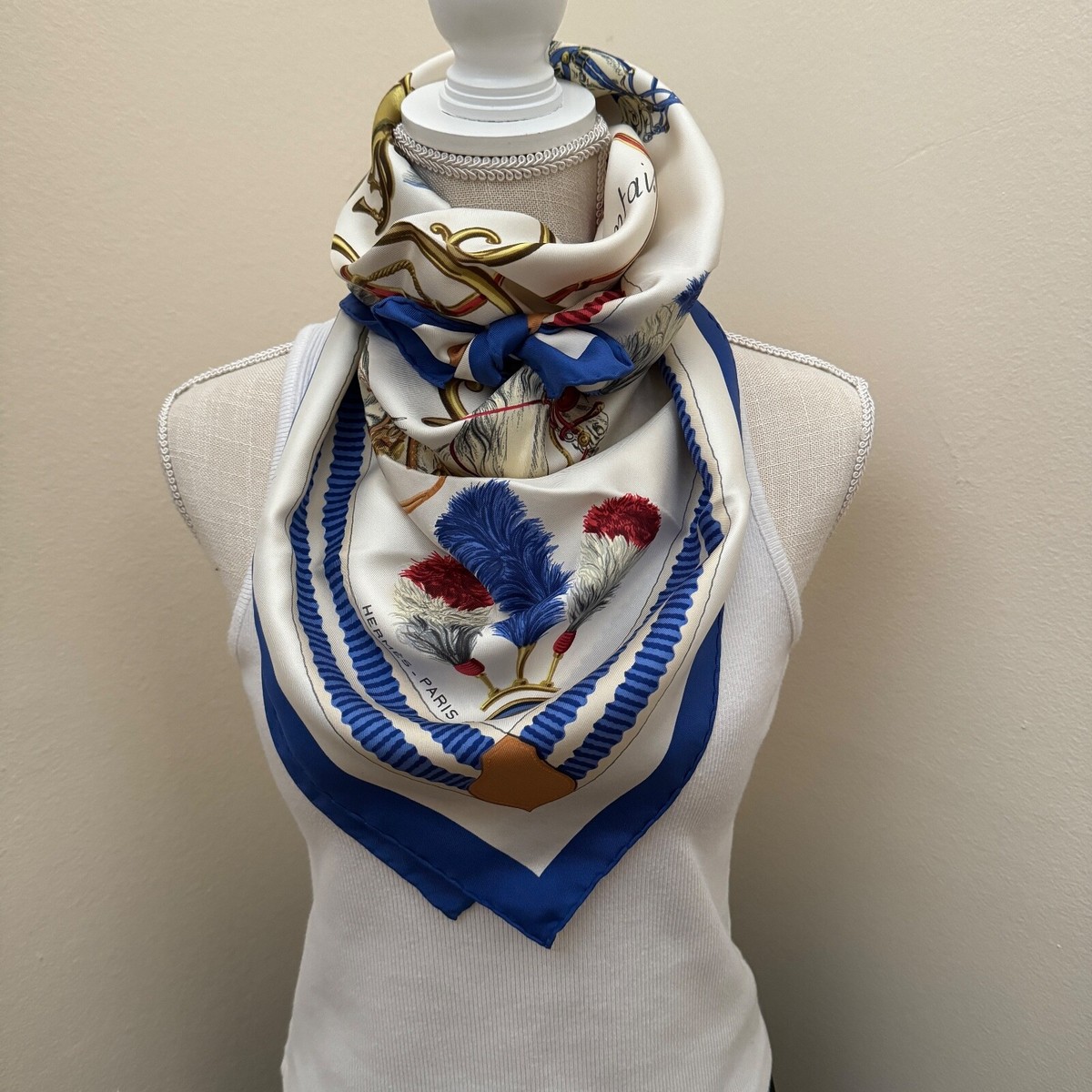Hermes Silk Scarf 90cm, Panacher Fantasie Vive la France 1984