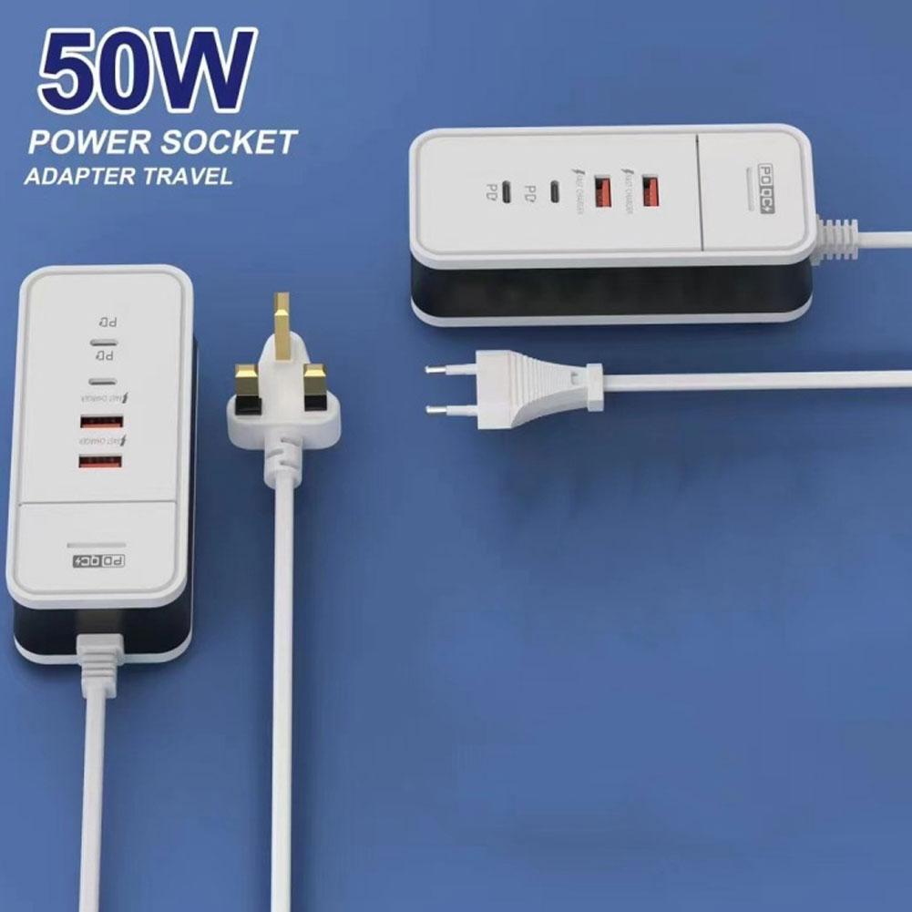 USB Power Strip PD Plug Standard Dual USB+dual TypeC 4 in 1 Plug Lot D1