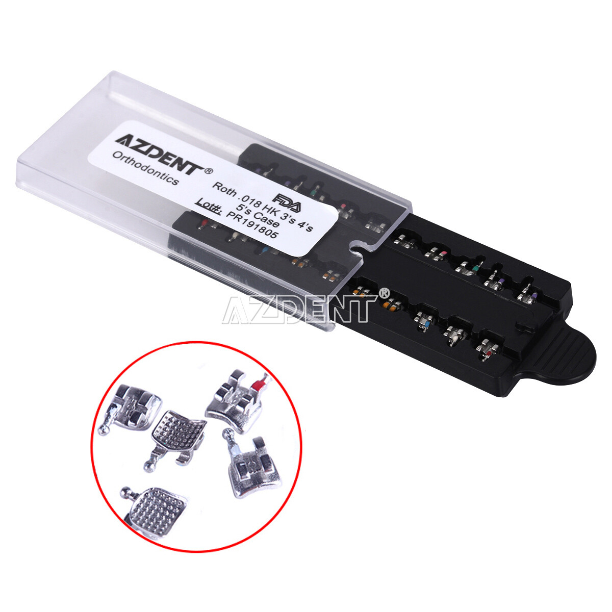20-Piece AZDENT Dental Orthodontic Brackets – Mini Roth 0.018 With Hooks & Mesh Base