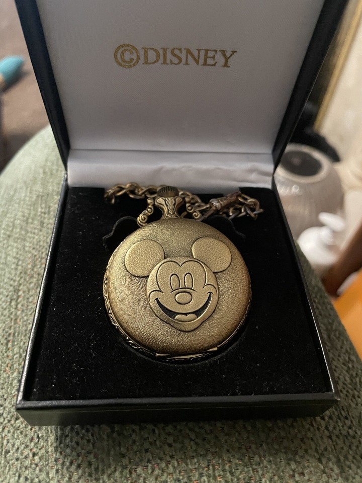 RARE Disney Mickey Mouse Skeleton Pocket Watch Majesti Swiss Movement