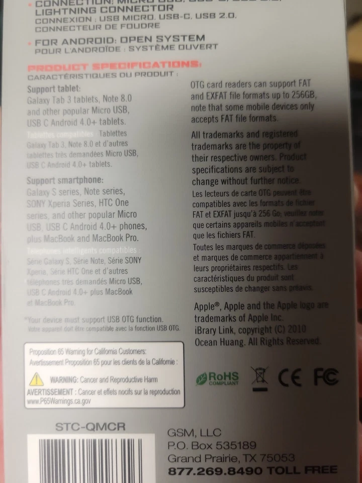 Lector de tarjetas 4 en 1 CD y Micro CD 256 GB para dispositivos iOS y Android USB OTG Foto 2 de 2