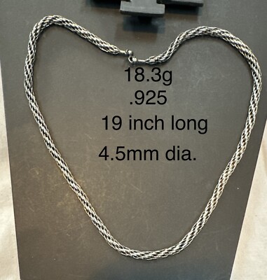 925 Vintage Italy Braided Rope Chain Silver 15 Inch Necklace 18.3g | eBay
