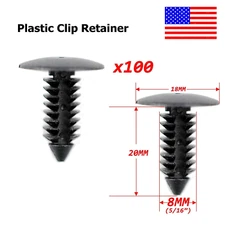 100X 8mm Bumper Clips Auto Car Hole Plastic Rivets Fastener Fender Push Pin NEW