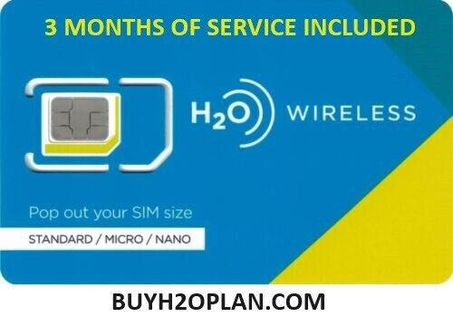 3-MONTH H2O Wireless SIM Card with $20 Month Plan - Picture 1 of 1