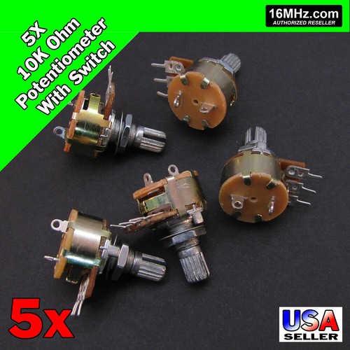 5x 10K OHM Linear Taper Rotary Potentiometer B10K w/On Off Switch US ...