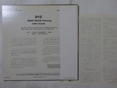 Miles Davis Featuring Sonny Rollins Dig Prestige SMJ-6525(M) Japan