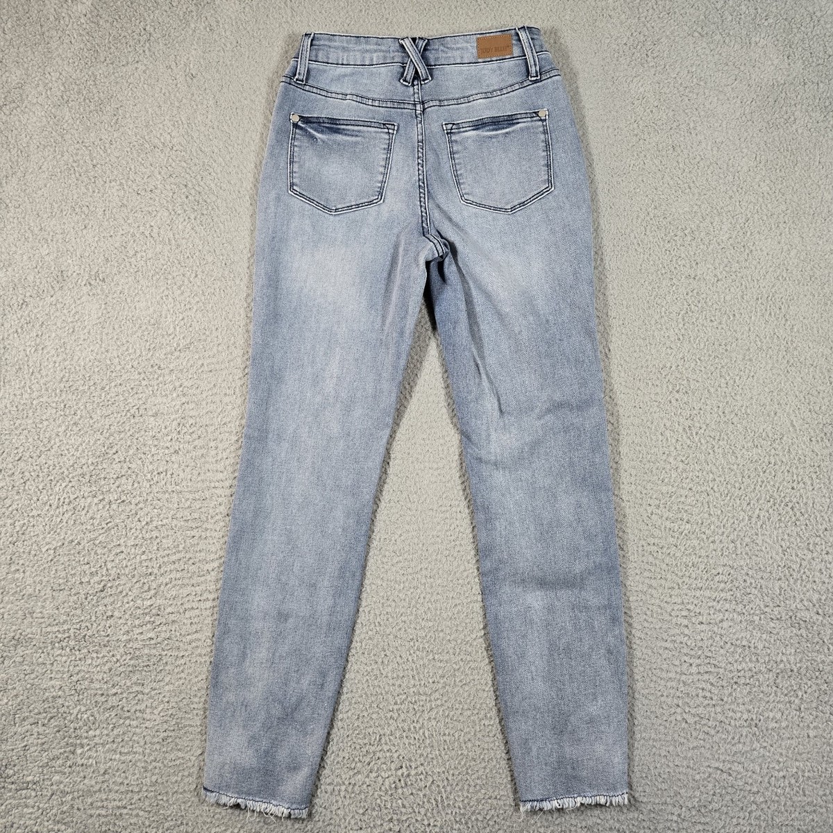 Judy Blue Jeans Women Blue Relaxed Skinny Ankle Mid Rise Light  Raw Hem