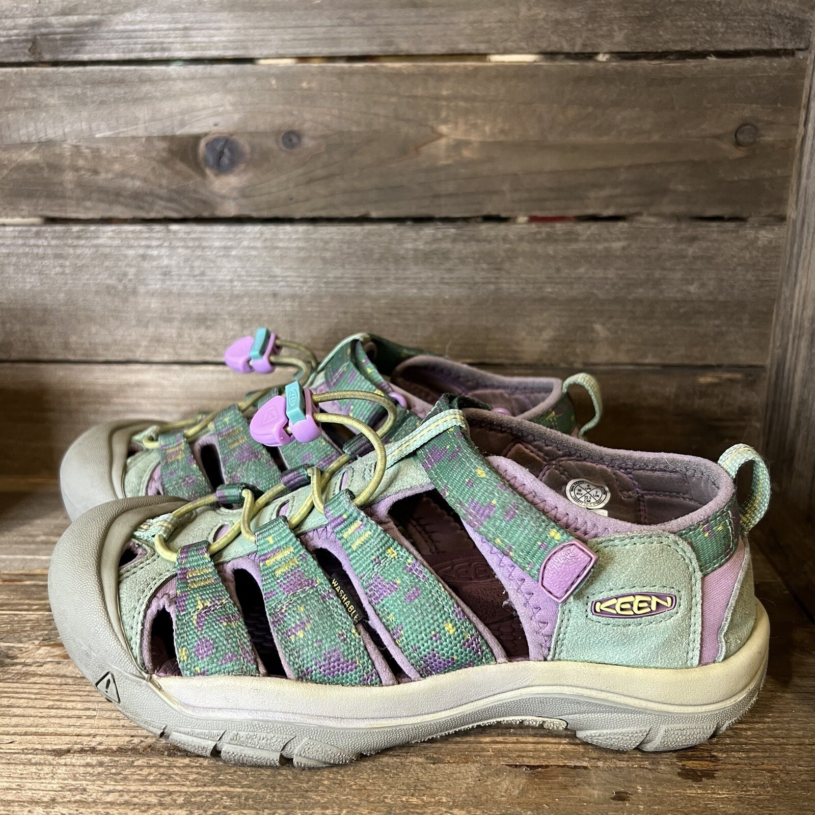 Sandali scarpe grandi bambini Keen Newport H2 impermeabili verdi stampa animalier taglia 4 anni