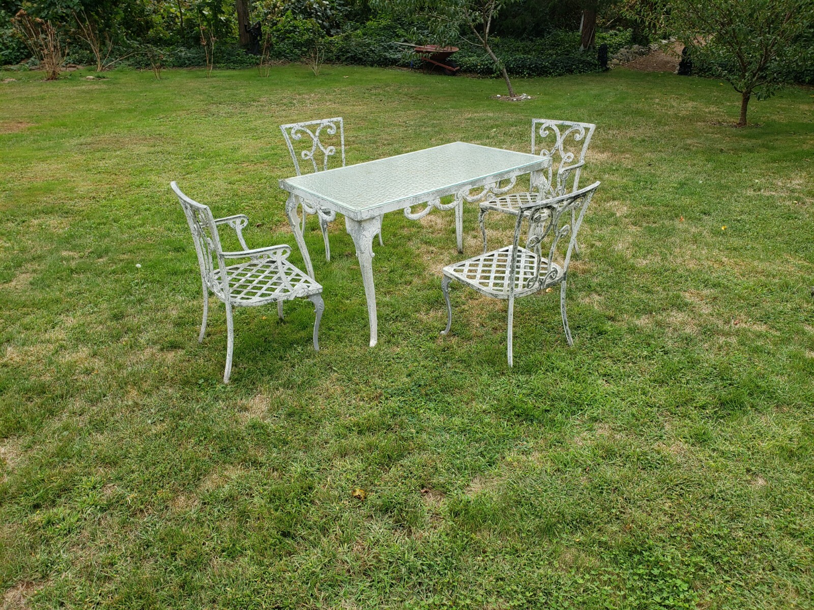 Vintage Cast Aluminum Clam Shell Patio Garden Furniture Set Pick Up For Sale Online