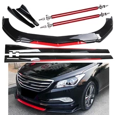For Hyundai Sonata Front Bumper Lip Splitter Spoiler Side Skirt Glossy Black