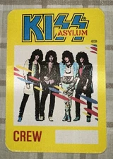 KISS backstage pass satin cloth sticker Asylum Tour AUTHENTIC CREW Rare Unused!