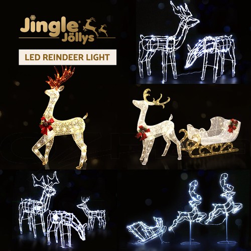 Jingle Jollys Christmas Lights LED Fairy Light Reindeers Sleigh Outdoor