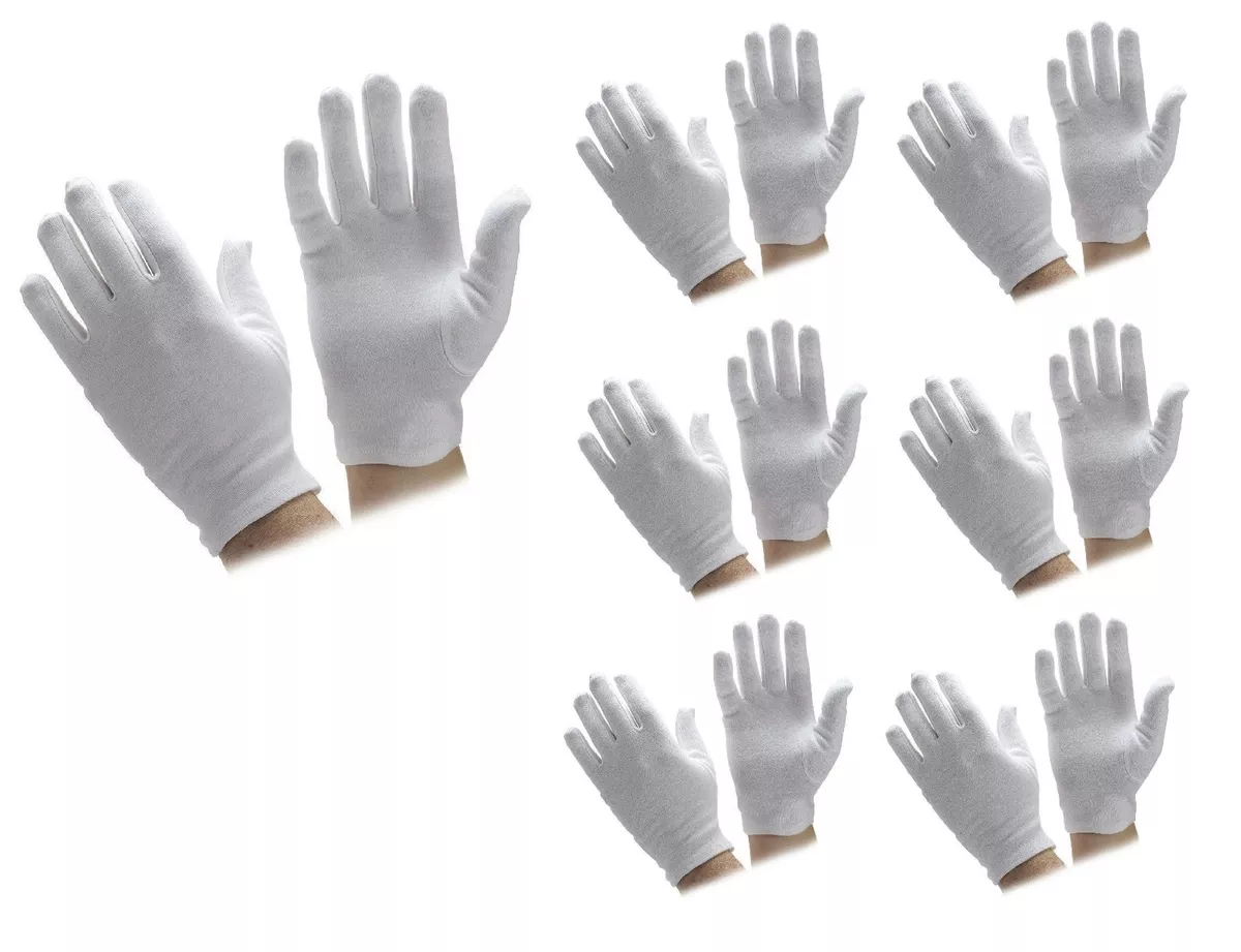 100 COTTON WHITE GLOVES Moisturising Butler Beauty Waiters Magician UK