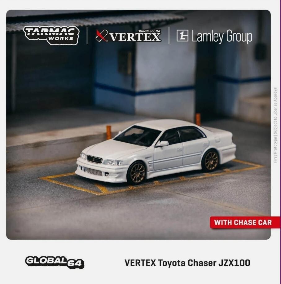 ターマックワークス　VERTEX トヨタ Chaser JZX100 ホワイト Tarmac Works 1:64 Vertex Toyota Chaser JZX100 white metallic