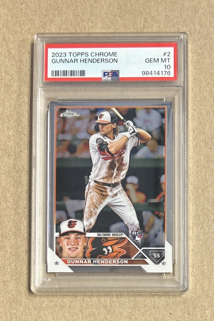2023 Topps Chrome Baseball Gunnar Henderson Orioles Rookie Card #2 PSA 10