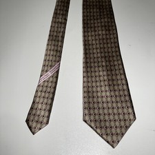Men  s Ermenegildo Zegna Exclusive Design Luxury Tan Pink Geometric 100 Silk