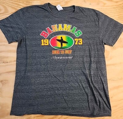 Bahamas Surf Graphics Dark Gray Cotton T-shirt Mens XL