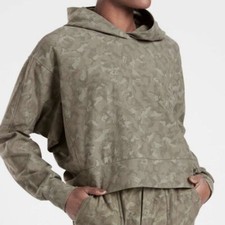 Athleta Farallon Camo Hoodie Pullover Sweatshirt Cropped Womens Medium Green