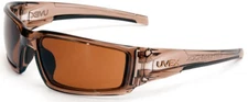 Uvex Hypershock Safety Glasses Brown Frame Espresso Hydroshield Anti-Fog Lens