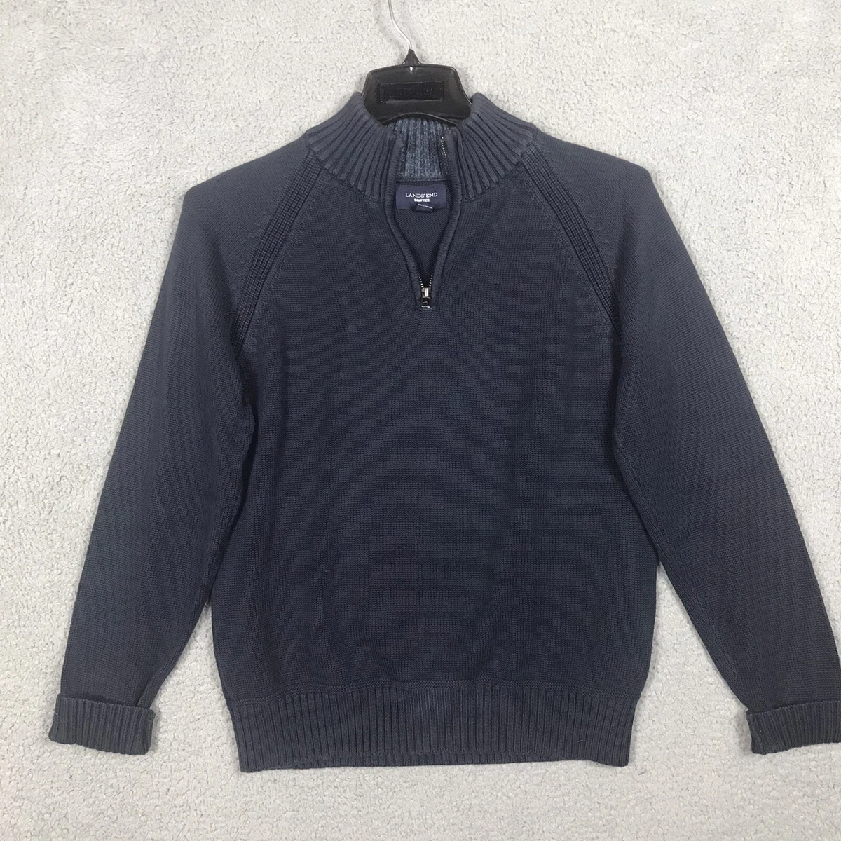 Lands End Drifter Sweater Men Medium 38 40 Blue 1 4 Zip Long