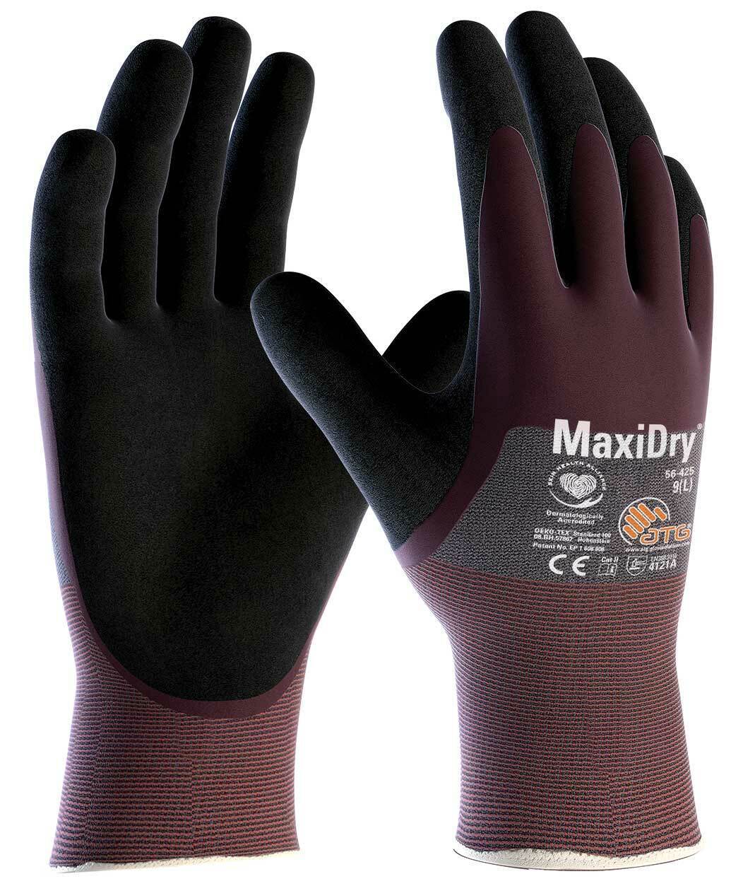 6 X Maxidry 56-425 Rivestito Nitrile Foam Palma Impermeabile Destrezza Work