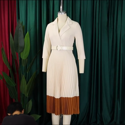 vintage pleated dress BABEYOND Waist Belt Dress, Evening Gowns, Chestnut, 14 60%Visoce 1950s Vintage Pleated Dress for