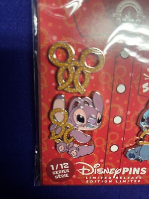2024 Disney Parks Stitch Attacks Snacks Mickey Pretzel Pin Set