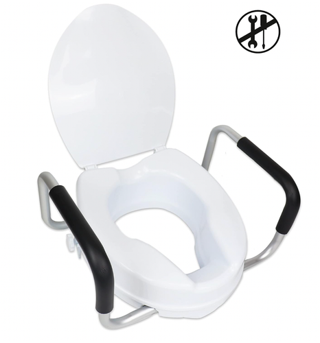PEPE Mobility - Raised Toilet Seat with Handles (4 Inch), Riser for Elderly, Dis - Picture 6 of 7