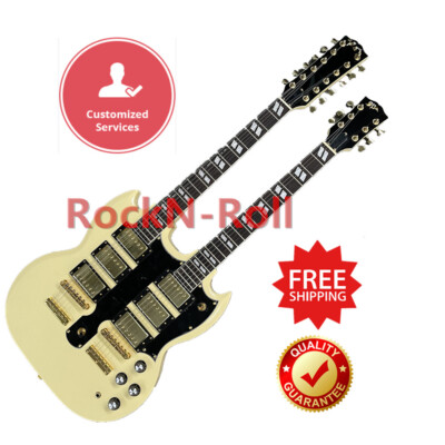 Custom Shop EDS-1275 SG Doubleneck Electric Guitar 12/6 Solid Mahogany Cream