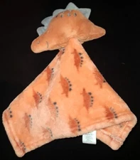 Stegosaurus Dinosaur Hudson Baby HB Lovey Security Blanket Orange Gray 14"x14"