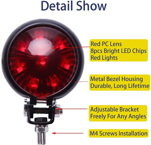 Motorrad LED Rücklicht Mini Bremsleuchte Für Street Bike Chopper Bobber Cruiser - Bild 6 von 12