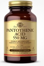 Solgar Pantothenic Acid 550 mg 100 Vegetable Capsules Exp 06/2026