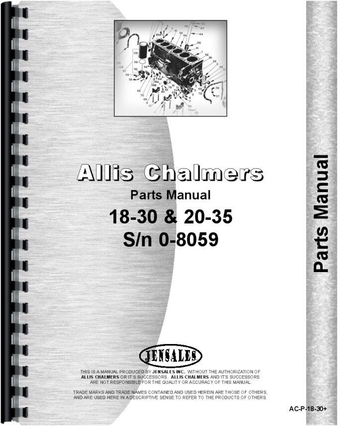 Allis Chalmers 20-35 18-30 Tractor Parts Manual Repair Catalog
