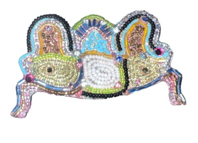 Vintage Bradley Levin Large Couch Sofa Pin Brooch Multi Colored Beaded 3.5  X 2 