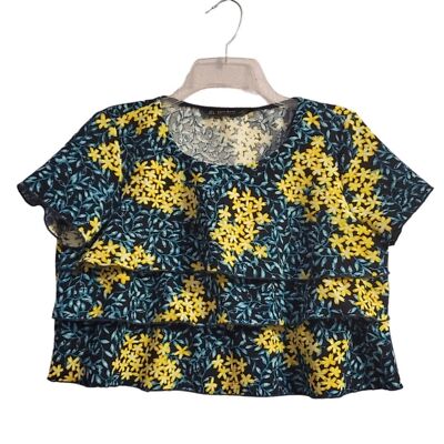 Zara Basic Collection Women's Floral Ruffled Crop Top L