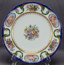 Sevres / Paris Hand Painted Floral Baskets Cherubs King George IV Service Plate