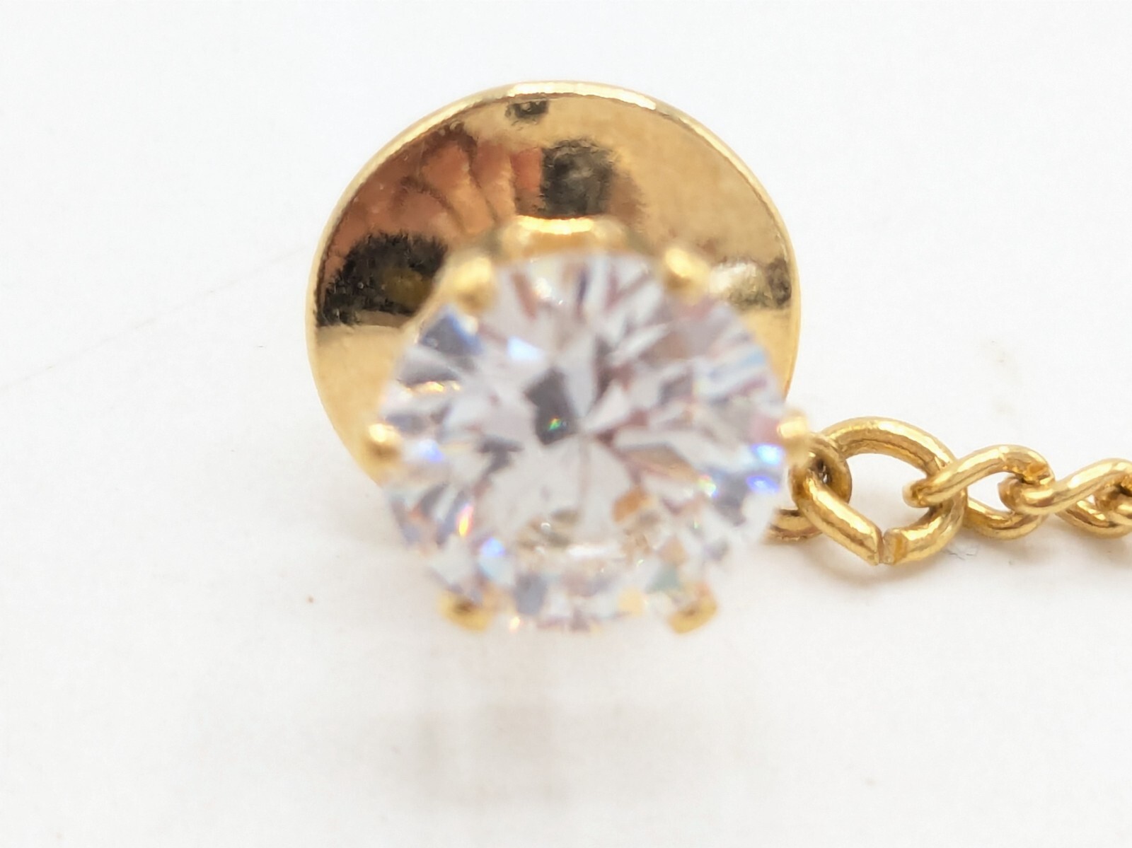 Cubic Zirconia Gold Tone Tie Tack Pin Men's Jewelry