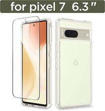 For Google Pixel 7 Case with Screen Protector, Crystal Clear Military Grade Sho