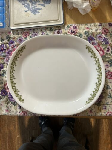 Corelle by Corning Spring Blossom Green Crazy Daisy OVAL SERVING PLATTER 12" - Picture 1 of 8