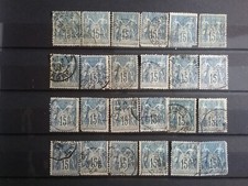 SA29 - Vrac Lot 24 Timbres oblitérés Sage bleu 15 c  France Cote 48 € à étudier