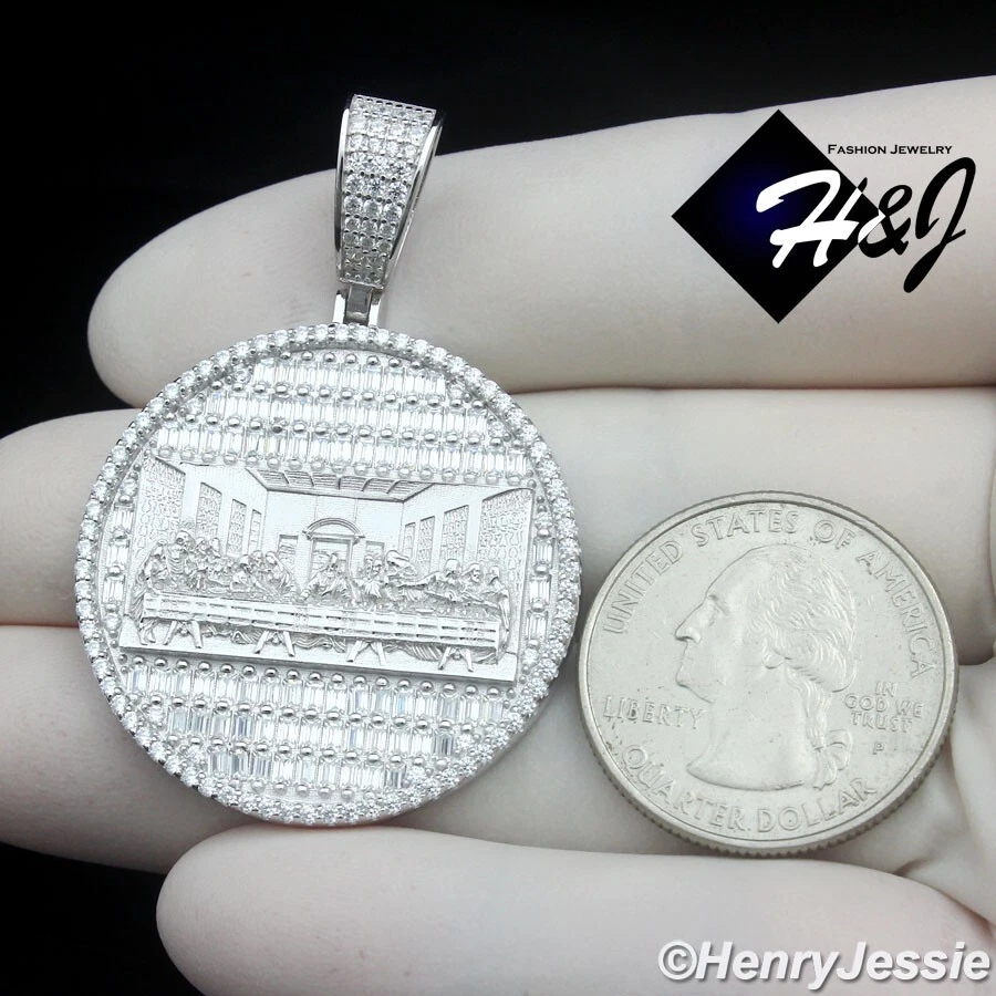 COLGANTE REDONDO JESÚS ÚLTIMA CENA PLATA ESTERLINA 925 SÓLIDA PARA HOMBRE*SP485 Foto 4 de 4