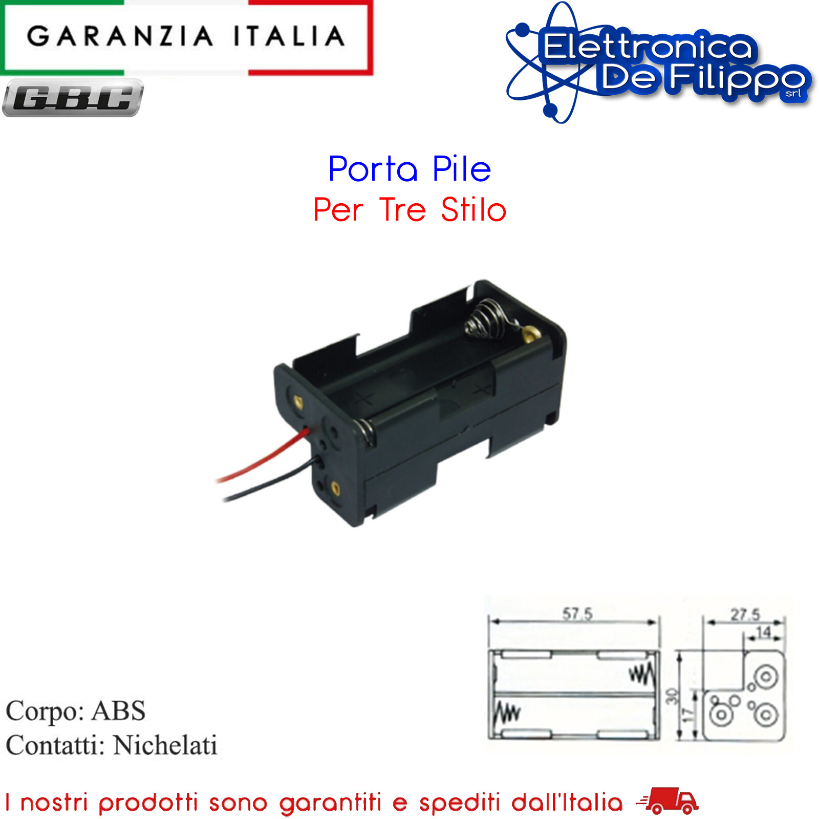Porta Pile Per Tre Stilo