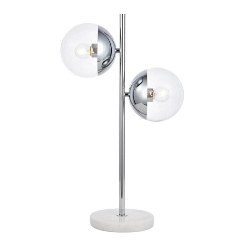 Living District Eclipse 2-Light Metal & Glass Table Lamp in Chrome/Clear - Picture 2 of 5