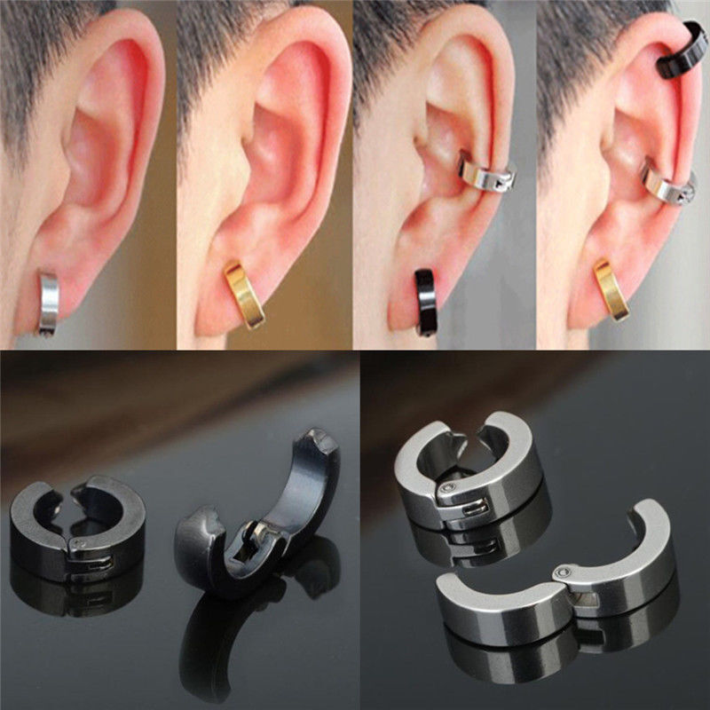 New Fashion Stainless Steel Fake Piercing Jewelry Punk Ear Cuff Clip  Earring Non-Piercing Clip-on Earrings for Men and Women